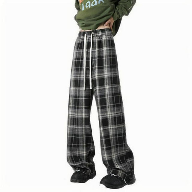 Black Mens Loose Fit Pants for Mens Brunch Victorian Plaid Flare Wide Leg Renaissance Peasant Straight Leg Long Boot Cut Leg Steampunk Fall Summer Pants 2025 M