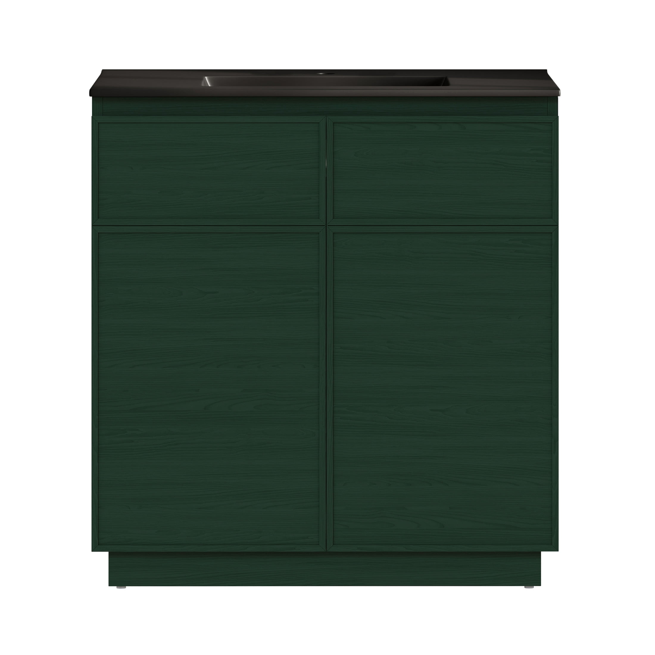 St. Tropez 36" Freestanding Bathroom Vanity in Green Oak with Black Sink Top
