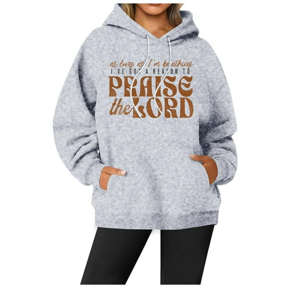 SIYUDAN Womens Sweatshirt Hoodies Jesus Hoodies Graphic Letter Print Sweatshirt Oversized Pullover Hoodies For Women Fall Essentials Womens Clothes Trendy
