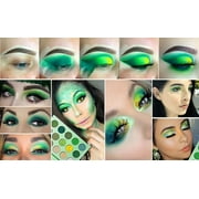 Green Eyeshadow Palette Highly Pigmented, DELANCI 15 Color Matte & Glitter & Shimmer Makeup Pallete,Long Lasting Eye Shadow Palette ,Emerald Green Eyes Makeup for Women and Girl