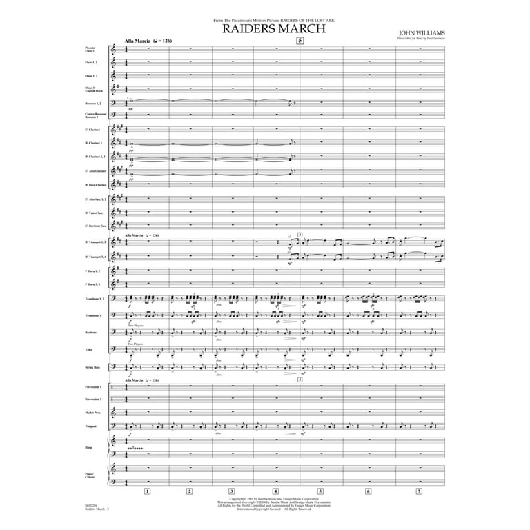 Hal Leonard Raiders March (Score and Parts) Concert Band Level 5