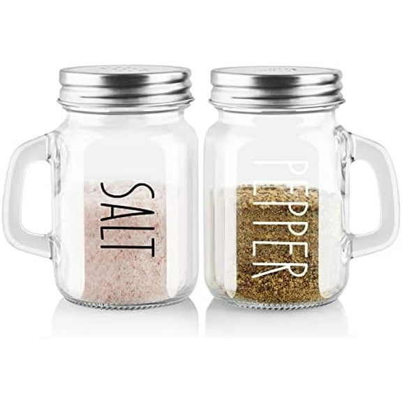 Glass Salt and Pepper Shakers Set,  4 oz Cute Clear Salt Pepper Shaker, Kitchen Decor for Home Restaurants Wedding, Transparent Shaker Sets with Stainless Steel Lids