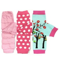 Wrapables® Baby 3-Pair Fun and Playtime Leg Warmers, Pink Dots and Ruching, Owls