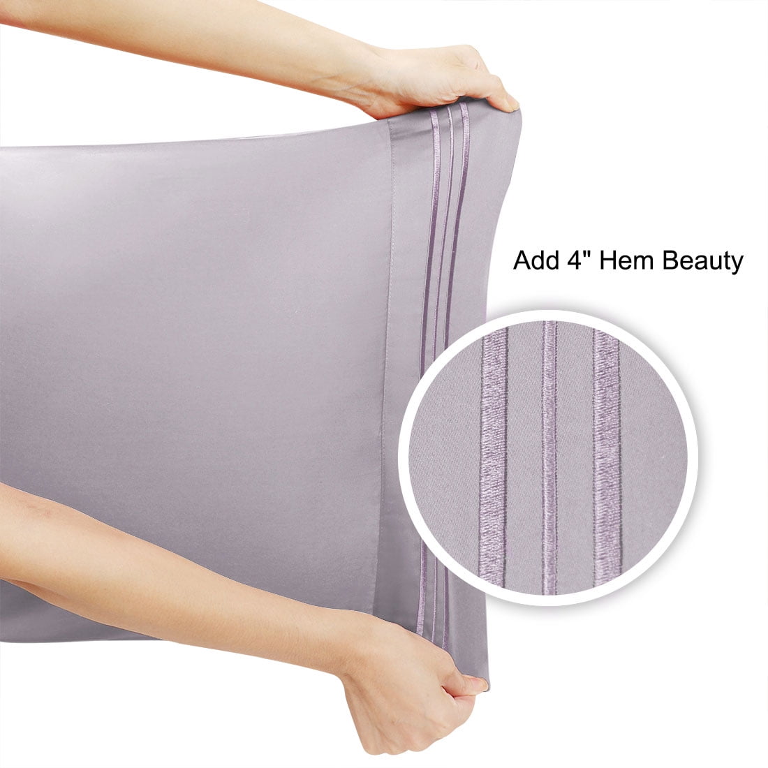 Unique Bargains Set of 4 600TC Combed Cotton Pillowcases, King, Pale Purple