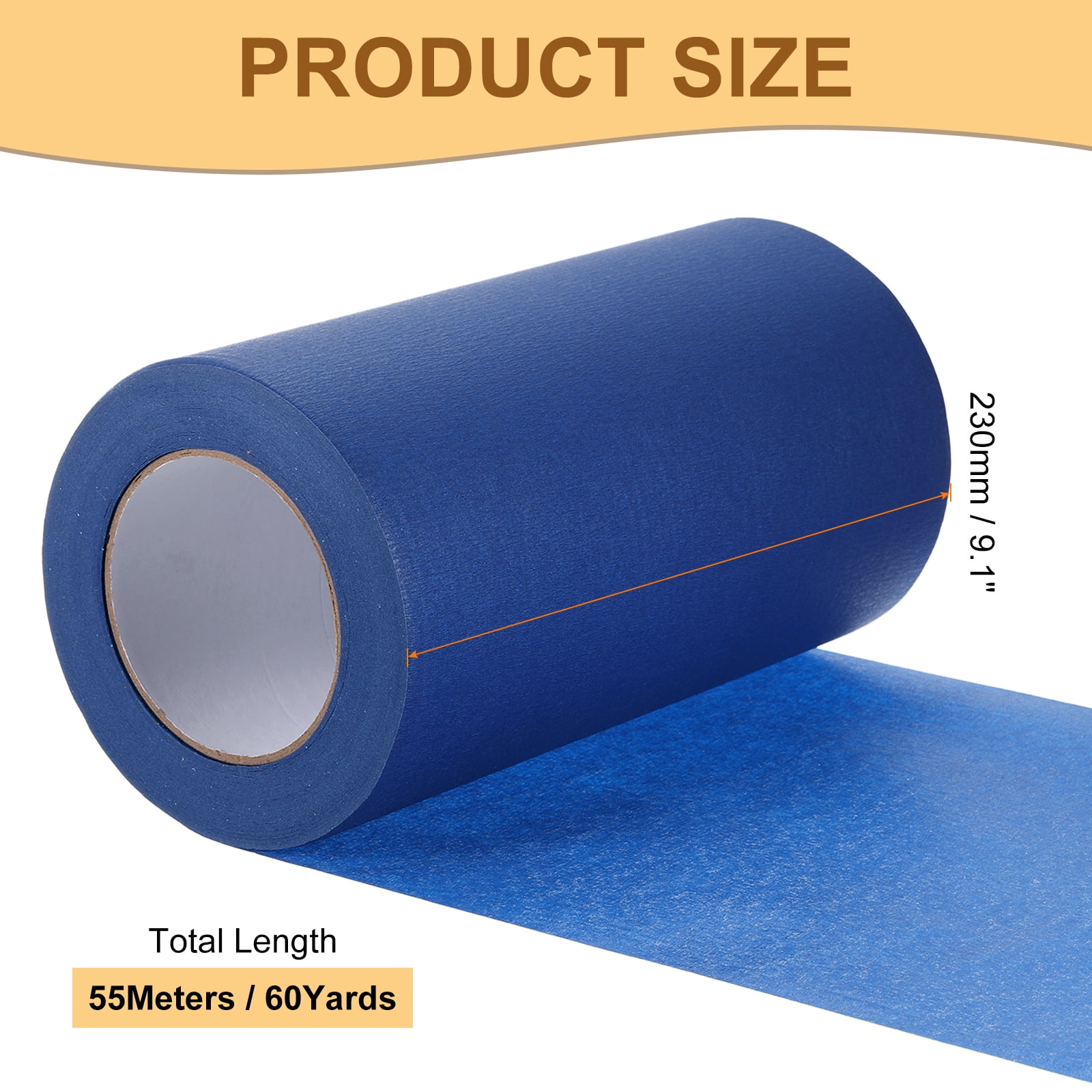 Masking Tape Blue Painters Tape Paper Tape [for Crafts DIY Walls Painting Decoration]- 9.1 Inch x 60 Yards/1 Roll