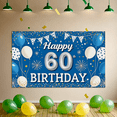 thumbnail image 7 of Blue Themed 60th Birthday Backdrop Banner with Balloons Confetti and Fireworks Party Decoration Photography Prop for Birthday Party Celebrations Event Decor Happy Birthday Party Supplies Background, 7 of 7