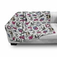 thumbnail image 3 of Colorful Soft Flannel Fleece Blanket, Cartoon Illustrated Skulls Hearts Flowers Sparrows Cherries Eyes Anchors, Cozy Plush for Indoor and Outdoor Use, 70" x 90", White and Multicolor, by Ambesonne, 3 of 6