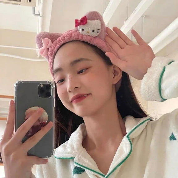 Kawaii Sanrio Anime Hello Kitty Exquisite Cute Cartoon Embroidery Plush Girl Home Wash Face Elastic Headband Gifts for Girls