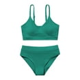 thumbnail image 4 of GYRATEDREAM Girl's 2 Piece Swimsuit Solid V Neck Spaghetti Strap Bikini Sets Beach Bathing Suit Swimwear for Teen Kids, 4 of 9
