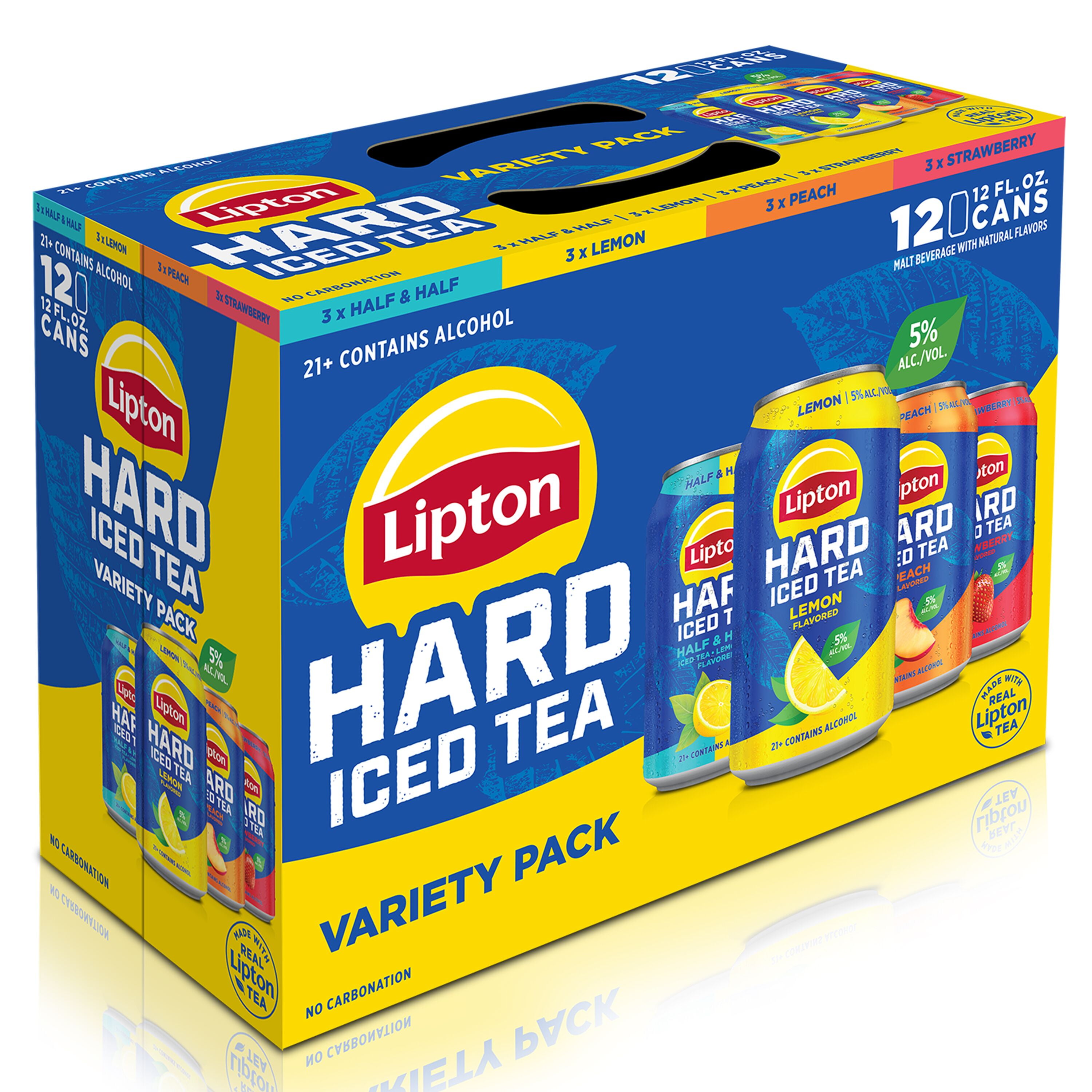 Lipton Hard Iced Tea Beverage Variety Pack, 12 Pack, 12 fl oz Cans, 5% ABV
