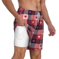 thumbnail image 3 of Goofa Heart Plaid Printed Men's Swim Trunks Board Shorts Quick Dry Mens Swimming Trunks with Compression Liner,Breathable Fit Hawaii Beach Shorts-Medium, 3 of 9