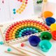 thumbnail image 4 of Juguetes Educativos Tempranos De Madera Tablero Montessori Cuentas De Colores De Madera Bandeja De Silicona Juego Multifuncional Seguro Con Palillos Y Abrazadera Para Niños Pequeños Niños En Casa Moyic FN002881-00, 4 of 5