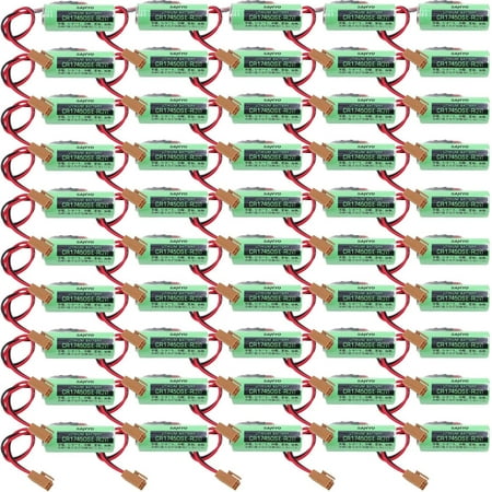 (Pack of 50) 3V 2500mAh CR17450SE-R PLC CNC System Battery with Resistance for SANYO CR17450SE-R / A98L-0031-0012 FANUC CNC with Plug