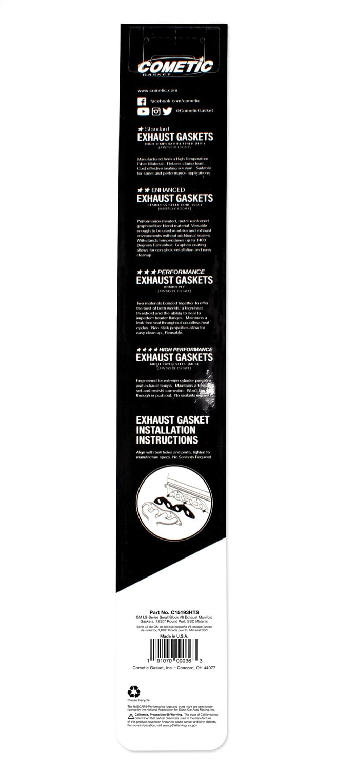 Cometic Gasket Automotive C15193HTS Exhaust Manifold Gasket Fits select: 2011 ,2013 CHEVROLET SILVERADO K1500 LT