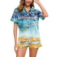thumbnail image 1 of PEASKJP Ensemble de Pyjama Imprimé pour Femmes, Ensemble de Pyjama Deux Pièces, Bleu TTG, 1 of 5
