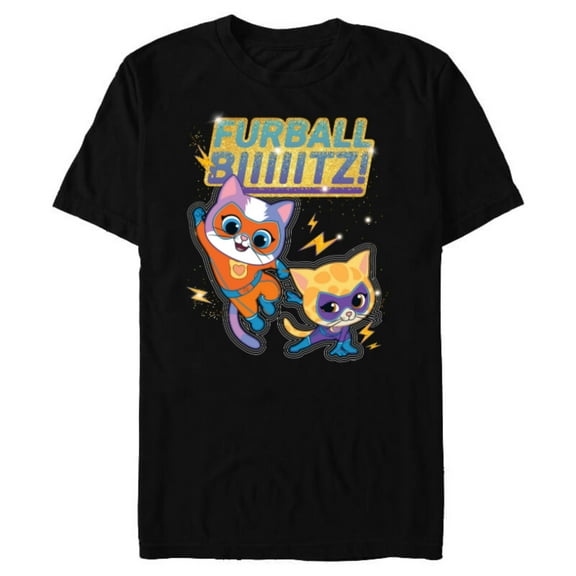 Disney Junior SuperKitties Sparks and Buddy Furball Blitz! - Short Sleeve Blended T-Shirt for Adults - Customized-Black