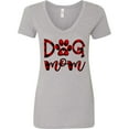 thumbnail image 3 of Inktastic Dog Mom with Paw Print in Plaid Women's V-Neck T-Shirt, 3 of 5