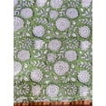 thumbnail image 2 of Printofab Green Hand Block Printed Cotton Fabric By The Yard,Dining Table Cover Farmhouse Party Wedding Home Housewarming Baby Shower, 2 of 4