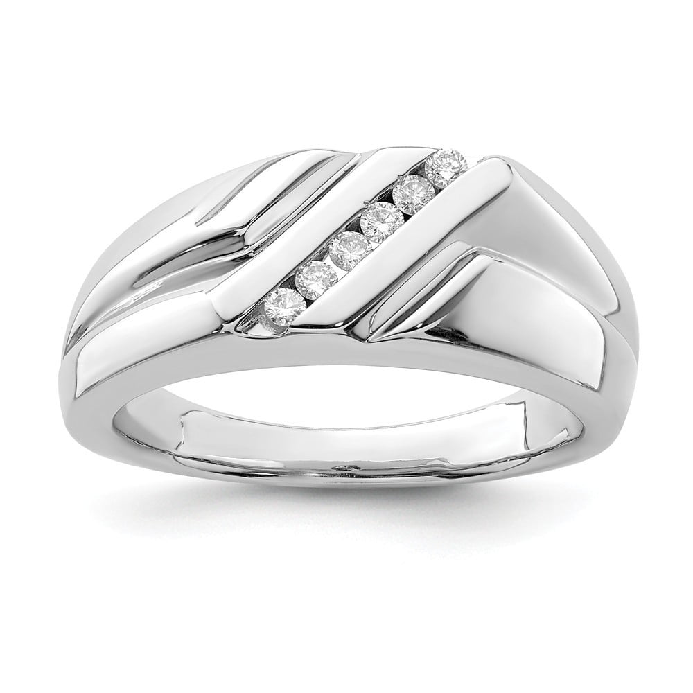 Roy Rose Jewelry Sterling Silver Diamond Mens Ring
