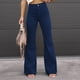 thumbnail image 4 of Pantalones Acampanados Con Parte Inferior De Campana Para Mujer, Pantalones Acampanados De Talle Alto Para Otoño E Invierno Para Mujer, Color Puro Para Ir De Compras Para Fiesta ANGGREK azul marino S, 4 of 5