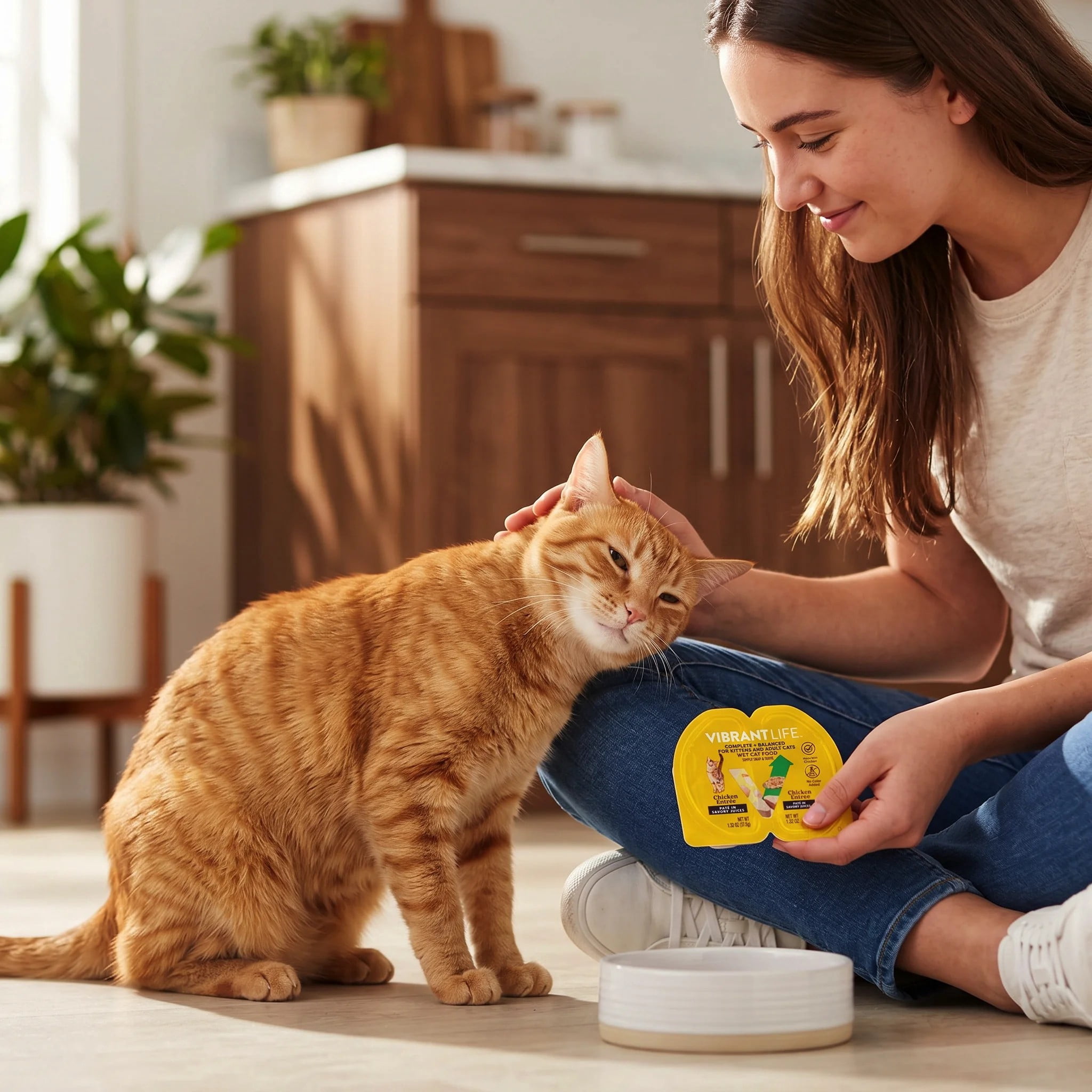 (2 pack) Vibrant Life Chicken Pate in Savory Juices Wet Cat Food, Grain-Free, 2.64 oz Split Tray