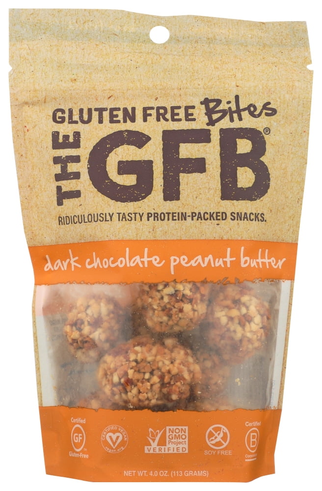 (3 pack) The Gluten Free Brothers, GFB Gluten Free Bites, Dark Chocolate Peanut Butter, 4 oz Pouch