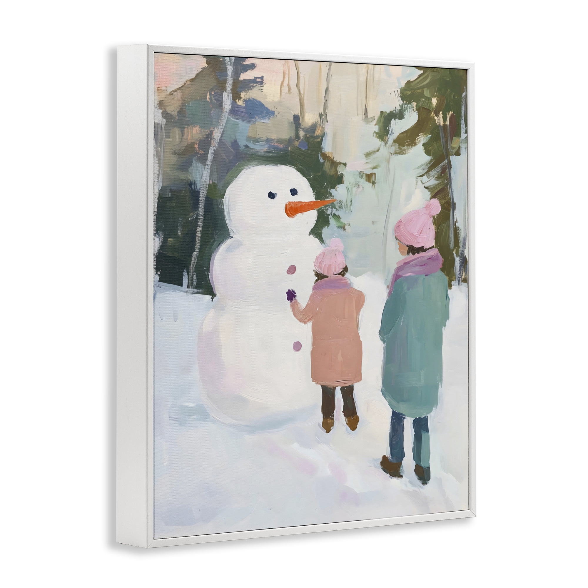 Stupell Industries Two Girls With Snowman White Framed Giclee Art, design by The Prints Vibe