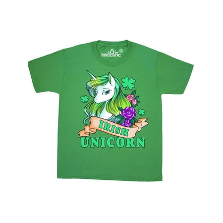 St Patricks Day Irish Unicorn Illustration with Shamrocks Youth