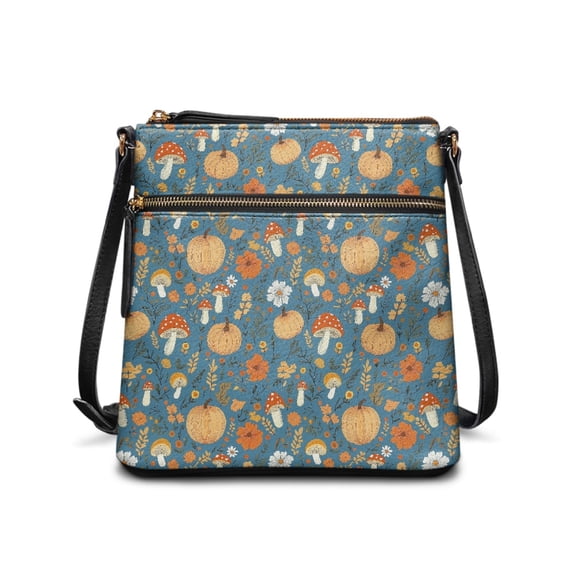 HELLHERO Durable Women's Crossbody Purse for Travel Dating, Lightweight Adjustable Strap PU Leather Crossbody Purse, Fall Harvest Pattern