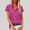 A593 Hot Pink, variant on Linen Short Sleeve Blouse for Women V Neck Button Down Basic Fashion Casual Officewear Slim Fit Solid Color Breathable Soft Lightweight Summer Tops