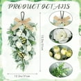 thumbnail image 3 of Handmade Teardrop Swag Wreath 12.2in, Artificial White Rose and Lamb's Ear Spring Decor for Front Door, Cabinet, Wedding, and Easter Holiday Home Decorations, 3 of 8
