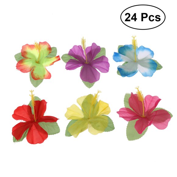 24 Pcs Hawaii Decorative Artificial Hibiscus Mutabilis Flower for Wedding Party Decoration