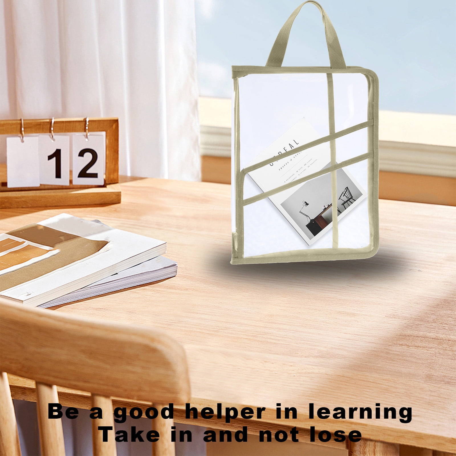 potrochi Document Bag with Handle, Light Transparent Mesh File Tote Bag Pouch, A4 Portable Folder Test Paper Bag Test Paper File Folder Bill File Receipt Bag Storage Bag