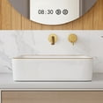 thumbnail image 2 of 19 in. L x 15 in. W Rectangular White Bathroom Ceramic Vessel Sink with Gold Trim Above Counter, Faucet Not Included  DV-1V0365, 2 of 9