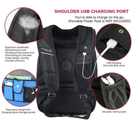 Swissdigital Design - Terabyte TSA-friendly Backpack with USB Charging port/RFID protection and fits up to 15.6" laptop - Black