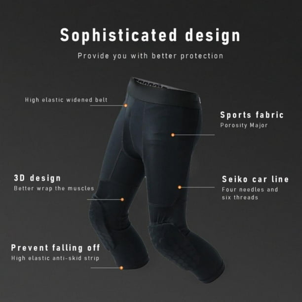  Basketball Compression Pants with Knee Pads Quick Dry Tights  Leggings Sports Protective Gear for Football Volleyball Black : Clothing,  Shoes & Jewelry