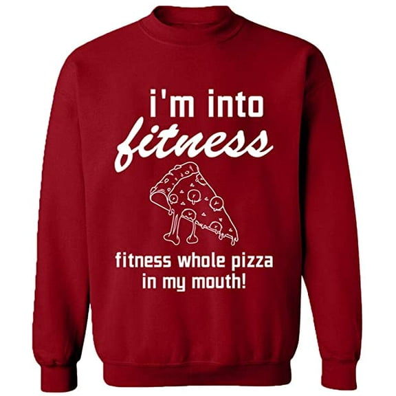 Unisex Crewneck Sweatshirt, Whole Pizza In My Mouth, Custom Sweater, Slim Fit, Long Sleeve Sweater - Antiquee Cherry Small