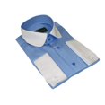 thumbnail image 4 of Men 100% Cotton Shirt CIERO MONTERO Turkey #STN 258 Blue/White Collar Slim Fit, 4 of 6
