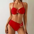 thumbnail image 2 of Swimming Suits for Women 2 Piece Bathing Suits for Women Solid Color Two Piece Swimwear with Metallic Buckle Tankini Top and High Waist Bottom, 2 of 4
