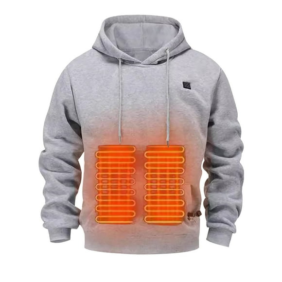 Ediodpoh Men's Winter Warm Hooded Casual Hooded Sweatshirt Without Battery Mens Sweatshirts Grey S