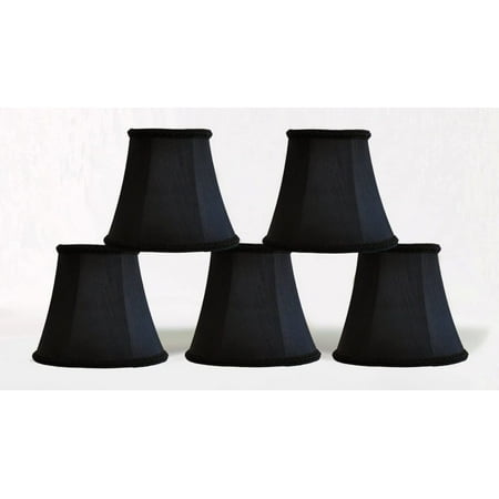 

BWYTYLe 1100467b Set of 5 Chandelier Mini Lamp Shade 5-inch Bell Clip On Black