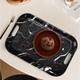 thumbnail image 4 of Serving Trays with Handles, 14.5 x 9.8 inch Rectangular Plastic Tray for Restaurant, Kitchen, Black Marble, 4 of 6