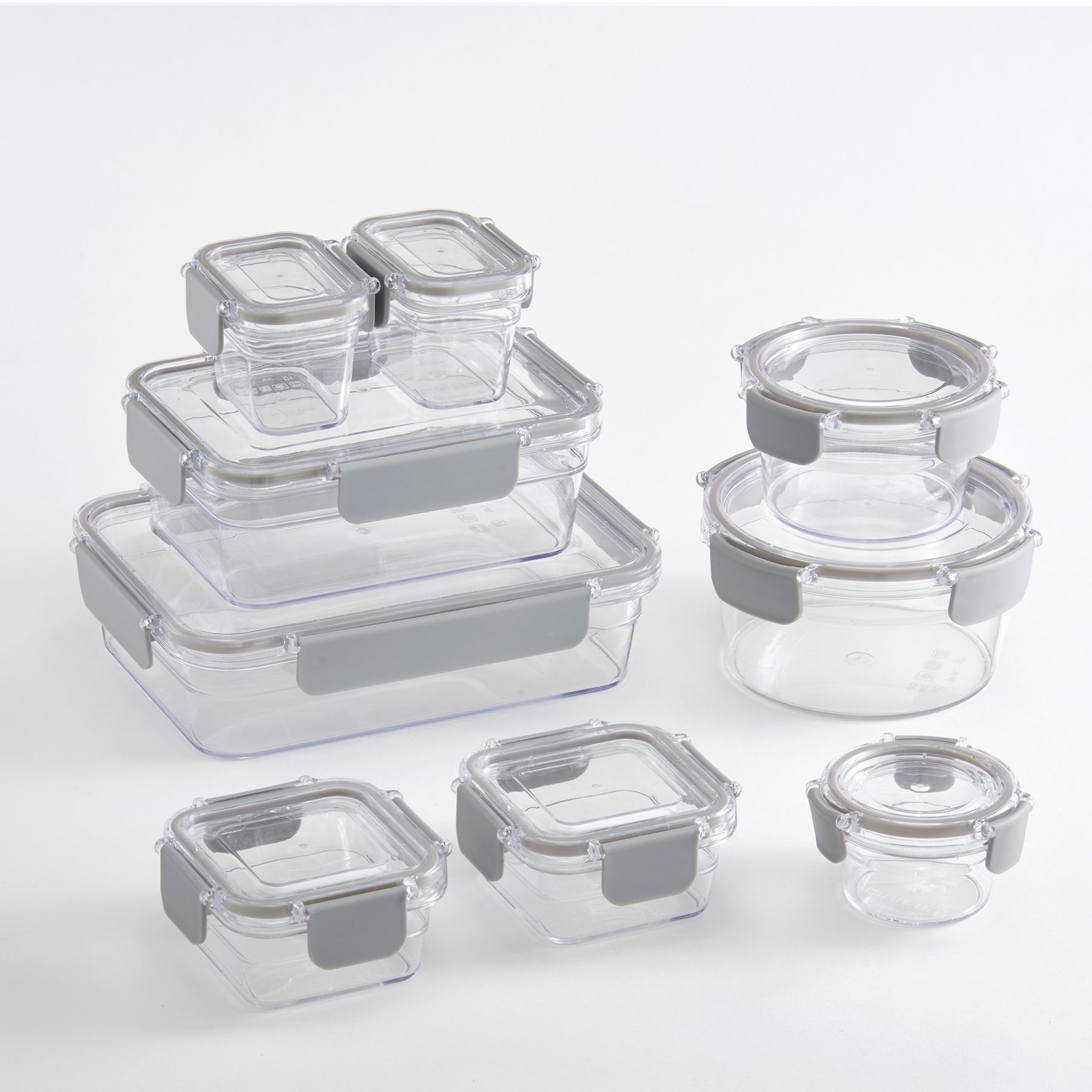 Mainstays Tritan Variety Set of 9 Food Storage Containers with Light Grey Clasps (18 Pc in Total) - image 2 of 5