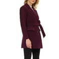 thumbnail image 5 of INSPIRE CHIC Women's Notch Lapel Double Breasted Belted Mid Length Trenchcoat L Burgundy, 5 of 8