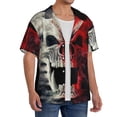 thumbnail image 2 of Yiaed Red And White Screaming Demon Skull Print Mens Casual Wrinkle Free Shirts Short Sleeve Button Down Summer Stretch Dress Shirt-4X-Large, 2 of 5