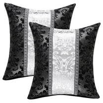 Unique Bargains 2 Pack Striped Decorative Throw Pillow Covers 18" x18" Black & Silver