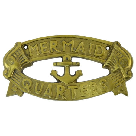 - Solid Brass Ship Plaque MERMAID QUARTERS nautical boat anchor decor sailing sign