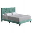 thumbnail image 3 of Sleep Sync  Valentina Upholstered Velvet Platform Bed Frame Aqua Queen, 3 of 5