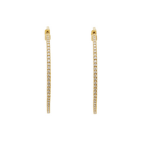 Rachel Koen 14K Yellow Gold Diamond Hoop Earring 2 inches 2.98Cttw