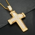 thumbnail image 5 of Hip Hop Iced Out Jesus Big Cross Pendant Necklaces Male 14K Yellow Gold Micro Pave CZ Cross Necklace For Men Jewelry, 5 of 6